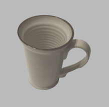 $9 Baum Tuscany Off White Ceramic Stoneware Coffee Tea Brown Ribbed Mug 5 1/4&quot; - £5.05 GBP