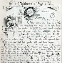 Lisa&#39;s Bedtime Story Johnson 1897 Victorian Poem Art Youth&#39;s Companion DWII7 - £30.03 GBP