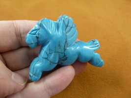 (Y-PEG-RU-708) Blue PEGASUS flying wings horse Figurine gemstone carving... - $329.75 MXN