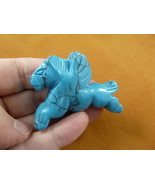 (Y-PEG-RU-708) Blue PEGASUS flying wings horse Figurine gemstone carving... - £13.53 GBP