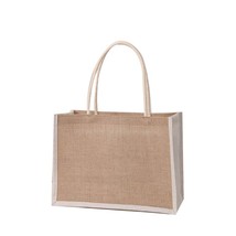 Jute Tote Bags Burlap Handbag Reusable Beach Shopping Grocery Bag with Handle La - £17.25 GBP