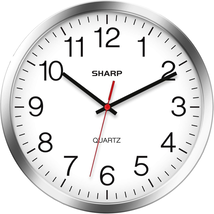 Wall Clock – Silver/Chrome, Silent Non Ticking 12 Inch Quality Quartz Ba... - €45,04 EUR