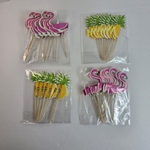 36 Pcs Cupcake Toppers Pineapple Flamingo Party Decorations Paper Honeycomb - £6.21 GBP