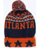 Atlanta Men&#39;s Thick Warm Winter Knit Cuffed Beanie Toboggam Hat Red/Navy... - £11.95 GBP