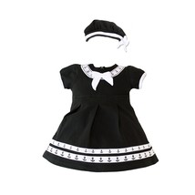 Adorable Baby Girl Navy Inspired Dress and Beret Set - Nautical Charm - £27.17 GBP