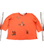 Vintage Cute Halloween Sweatshirt Shirt Women&#39;s Size 22W 24W Orange Teac... - $34.64