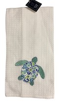 C and F Blue Sea Turtle White Weave Embroidered Towel  - £12.57 GBP