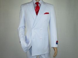 Men Apollo King Double Breasted Suit Classic Peak Lapel Pleated DM26 White image 11