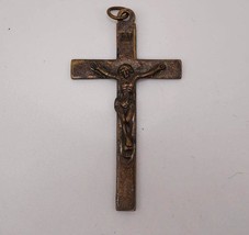 Religious Jesus Crucifix Cross Brass Pendant - $19.79