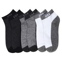 3 Pairs Sport Quarter Ankle Crew Socks Low Cut Cotton 10 13 Black Grey C... - £14.06 GBP