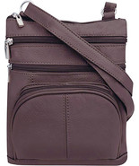 New PURPLE Leathers Crossbody Zippered Purse Bag 5 Pockets, Adjustable S... - £18.39 GBP
