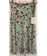 LULAROE M Azure Knee Length Green Floral with Red &amp; Pink Skirt NEW - $14.85