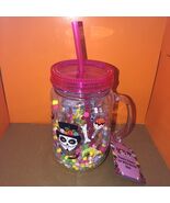 Halloween Plastic Mason Jar With Handle &amp; Straw 18 Oz Hand Wash  New Wit... - $23.00