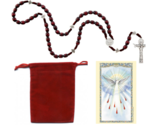 Holy Spirit Wood &amp;Cord Rosary Dove Our Father Bead Trinity Crucifix Conf... - $18.99