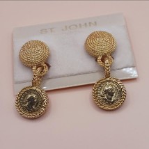 Vintage Goldtone Rope Coin Earrings - £44.75 GBP