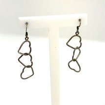 Vintage Sterling Silver Signed PAJ Modern Hearts Link Dangle Drop Hook Earrings - £28.48 GBP