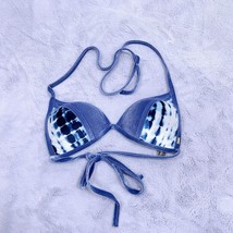 Victorias Secret Swim Crushed Velvet Shibori Strappy Bikini Top Blue Wom... - $34.64