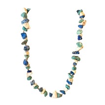 Handcrafted Necklace Beachy Stones Glass Beads Marbled Blues and White NEW - £14.28 GBP