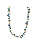 Handcrafted Necklace Beachy Stones Glass Beads Marbled Blues and White NEW - $17.82