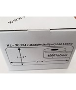 Dymo HL-30334 Medium Multipurpose Labels 1000 1-1/4&quot; x 2-1/4&quot; New 1 Roll - £7.73 GBP