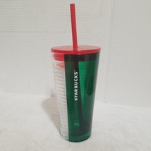 NEW Starbucks Christmas Holiday 2021 Green Clear Glass Cold Cup Tumbler 18 Oz - £23.19 GBP