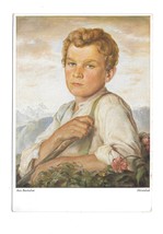 Anton Burtscher Artist Signed Painting Hirtenbub Shepherd Boy Austria Po... - £4.34 GBP