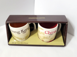 Starbucks Demi Tasse Hong Kong + China Mini Coffee Mug 3oz Espresso Set 2 Global - £35.83 GBP