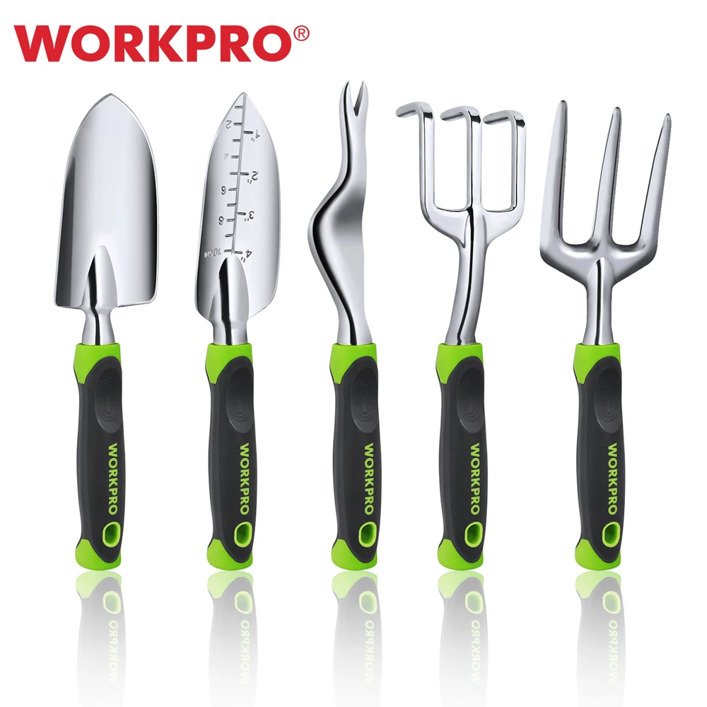 WORKPRO 5 PCS Garden Tool Set Cast Aluminum Outdoor Gardening Work Hand Tools - £94.58 GBP