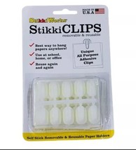 StikkiCLIPS Self Stick Removable &amp; Reusable Paper Holders White 30 Clips... - £7.12 GBP