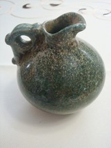 Art Pottery dark green stone ewer with handle, glazed RARE - £27.45 GBP