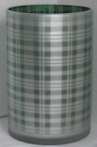 Yankee Candle Frosted Large Jar Holder Holiday green silver white MOUNTAIN PLAID - £50.94 GBP
