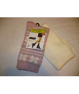 No Nonsense Women&#39;s Mid Calf Boot Socks Shoe Size 4-10 Pink Snow Flake 2... - £7.85 GBP