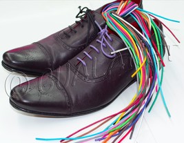 ROUND Premium Waxed Cotton Dress Shoelaces Thin Colorful Shoe Boot Laces... - £5.62 GBP