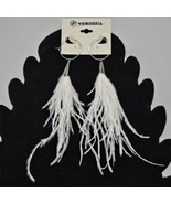 Versona Feather Earrings White Silver NEW Long Dangle Drop Party Holiday... - $12.95