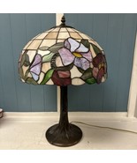 Tiffany Style Vintage Stained Glass Table Lamp  Floral Desk Light 24” *READ - $217.83 CAD