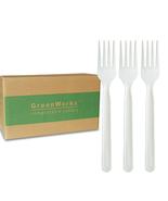 1000 Count 7&quot; Heavy-Duty Compostable Forks, BPI Certified Large Bulk Dis... - £60.42 GBP