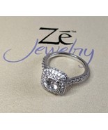 925 Sterling Silver Ze Jewelry Halo Engagement Ring Size 7 Cubic Zirconi... - £51.99 GBP