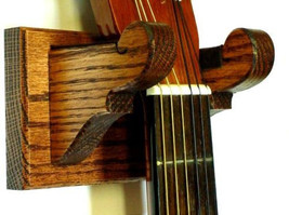 Oak Wooden Guitar Hanger Classy Wall Mount Display - Red Mahogany Finish - $24.95
