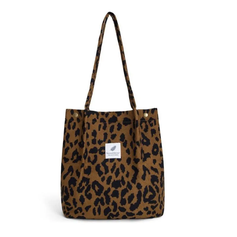 Corduroy Shoulder Women Bag Leopard print B - £9.37 GBP