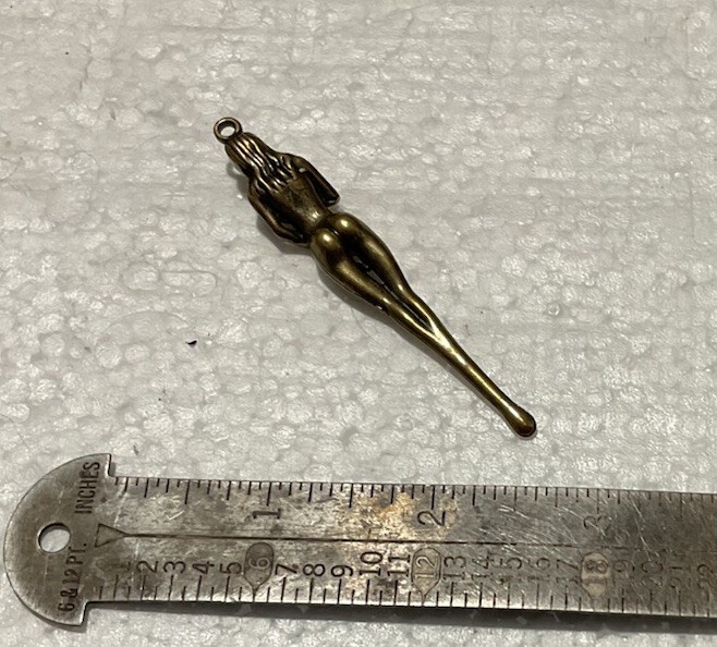 Nude Figural Woman Design Mini spoon Pendant 3” Bronze Heavy Detailed Piece Item image 7