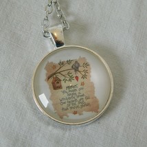 Mother Poem Love House Home Silver Tone Cabochon Pendant Chain Necklace ... - £2.35 GBP