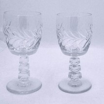 Vintage Cut Crystal Wine Glasses With Geometric Stems - Set Of 2 - $10.89