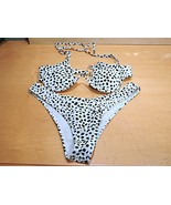 Shein Bikini Swimsuit Underwired Top Black White Spots Dalmation Design ... - £14.31 GBP