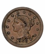 1853 Tressé Cheveux Grand Cents 1C Penny ( Extra Fin , XF État) - $105.56 CAD