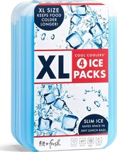 Ice Packs Hard Block XL Cool Coolers Freezer Slim Pack Lunch Box Set of 4 Blue - £15.19 GBP