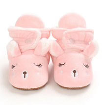 Baby Cozy Fleece Booties Pink Christmas Reindeer Newborn Shoes Toddler Footwear - £12.50 GBP