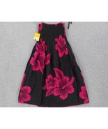 FAVANT SPAGHETTI STRAP GIRLS SUNDRESS SZ 4 BLACK DARK PINK HIBISCUS FLOR... - $14.99