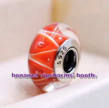 925 Sterling Silver Handmade zig-zagging design Red Looking Murano Glass... - $6.60