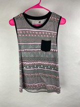 Glamour Kills Womens M Tank Top Pink/Gray Aztec Patterned, Black Trim w/... - £7.95 GBP