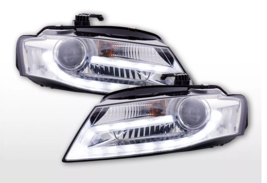 FK Pair LED DRL Halo Lightbar Headlights Audi A4 B8 8K 08-12 chrome S4 LHD - $551.70